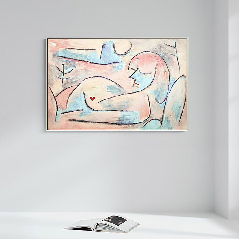 Vivolux | Picasso-Stil Figurenzeichnung Leinwand Funky Texturierte Wandkunst Druck in Nude für Foyer