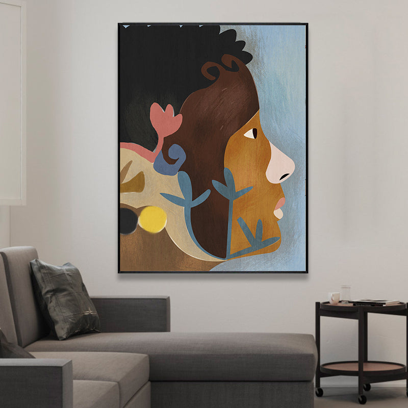 Vivolux | Tribal Man Wandkunst Wohnzimmer Figur Leinwanddruck in Pastellfarbe für die Wohnkultur