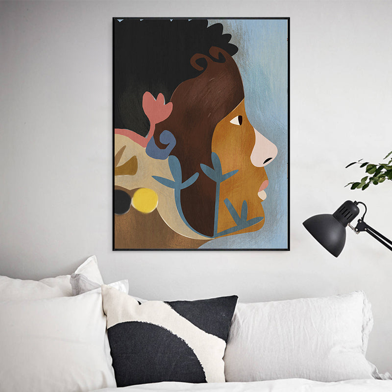 Vivolux | Tribal Man Wandkunst Wohnzimmer Figur Leinwanddruck in Pastellfarbe für die Wohnkultur