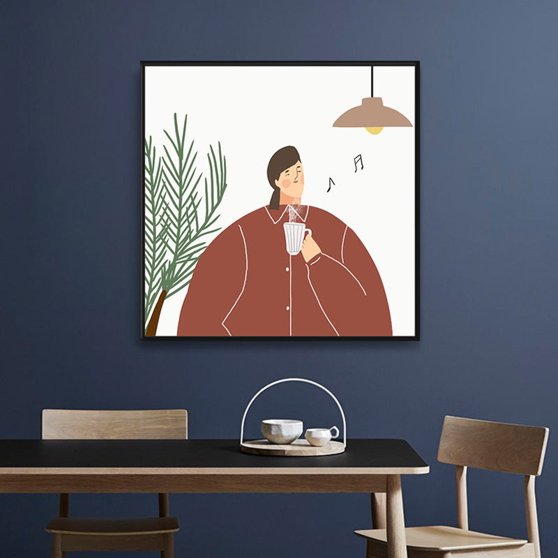 Vivolux | Pastell Illustration Mädchen Wandkunst Figur Nordic Stil Texturiert Leinwanddruck für Schlafzimmer