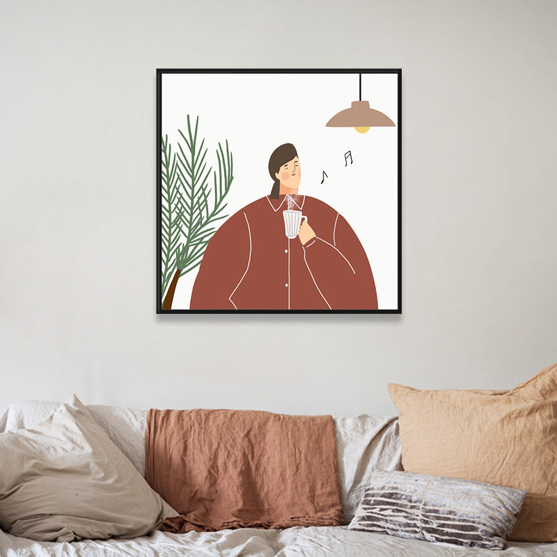 Vivolux | Pastell Illustration Mädchen Wandkunst Figur Nordic Stil Texturiert Leinwanddruck für Schlafzimmer
