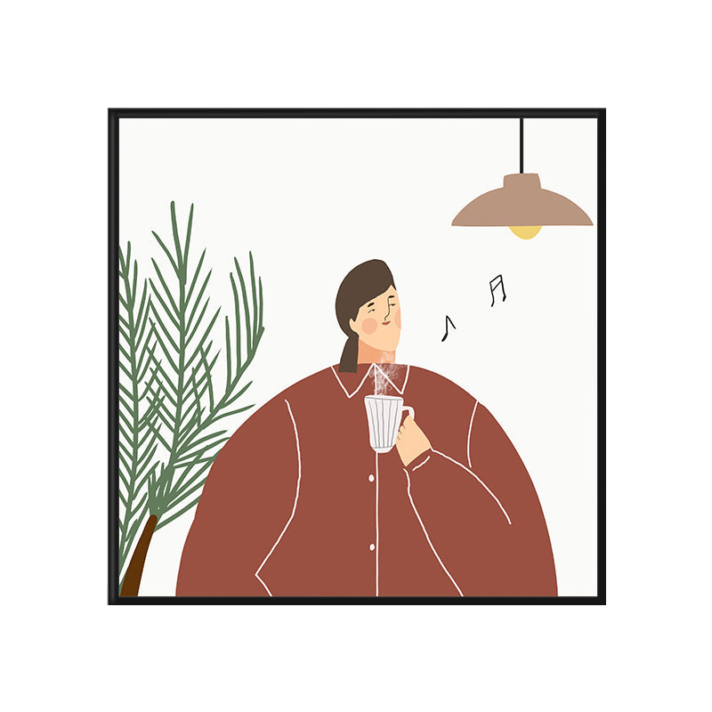 Vivolux | Pastell Illustration Mädchen Wandkunst Figur Nordic Stil Texturiert Leinwanddruck für Schlafzimmer