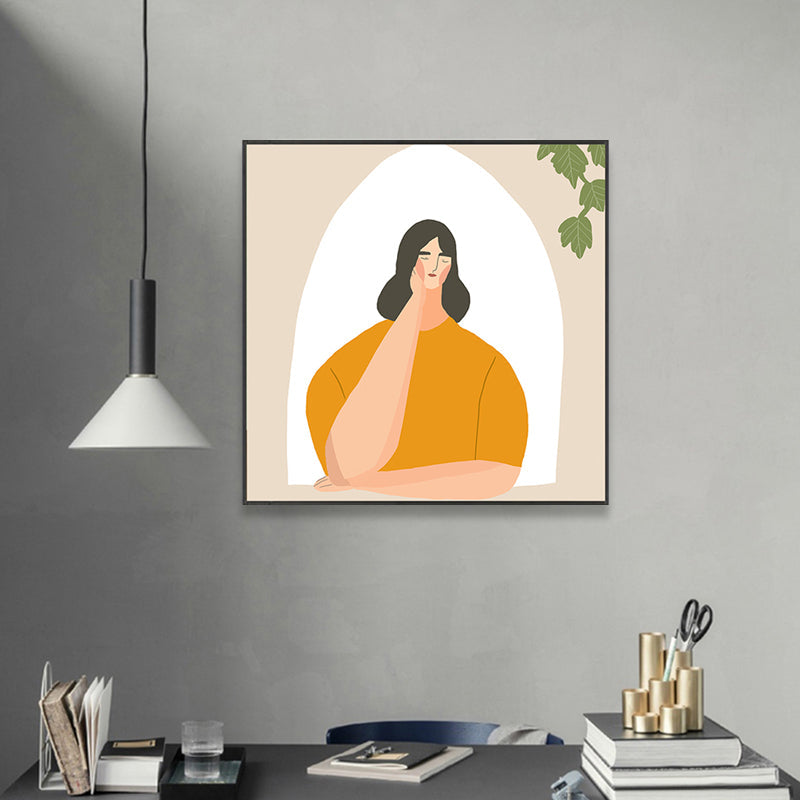 Vivolux | Pastell Illustration Mädchen Wandkunst Figur Nordic Stil Texturiert Leinwanddruck für Schlafzimmer
