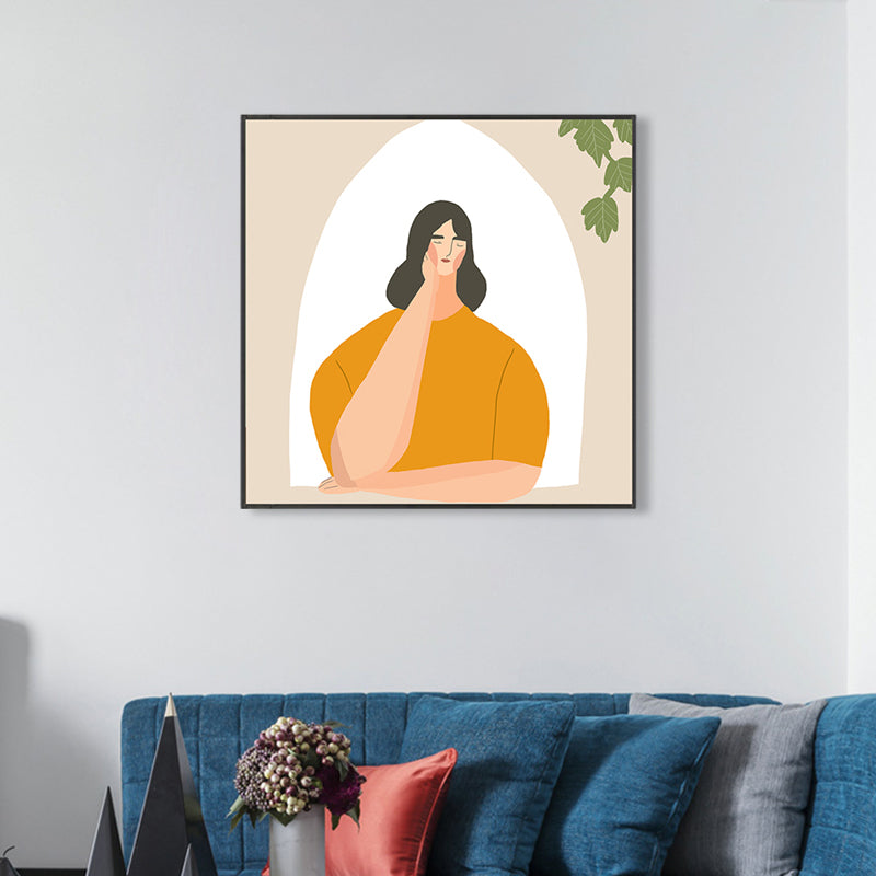 Vivolux | Pastell Illustration Mädchen Wandkunst Figur Nordic Stil Texturiert Leinwanddruck für Schlafzimmer