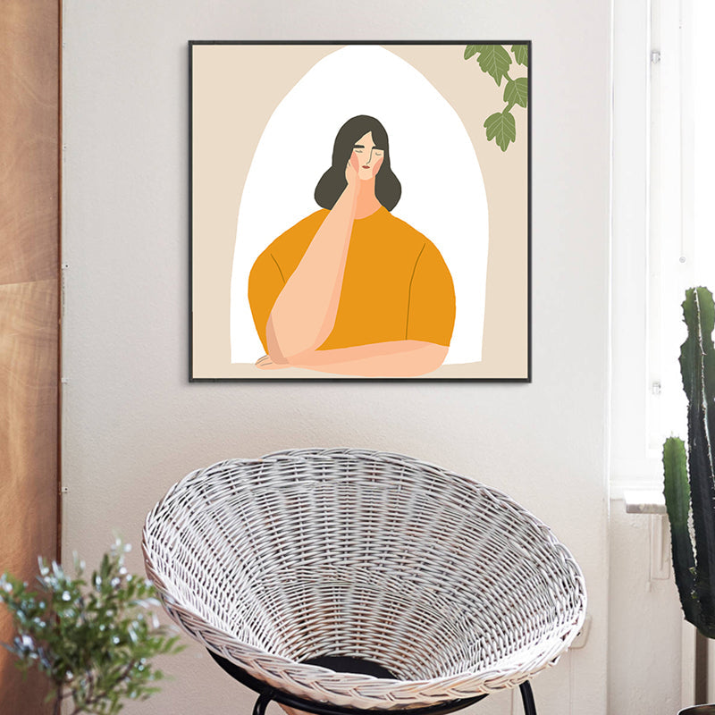 Vivolux | Pastell Illustration Mädchen Wandkunst Figur Nordic Stil Texturiert Leinwanddruck für Schlafzimmer