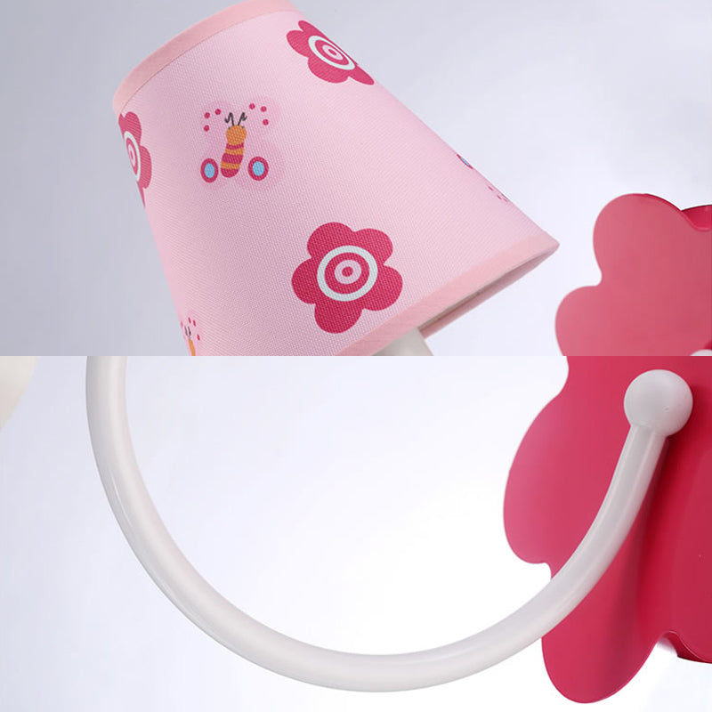 Vivolux | Schöne Schmetterling Wandlampe 1 Licht Metall Wandbeleuchtung mit Stoffschirm in Pink für das Mädchenzimmer