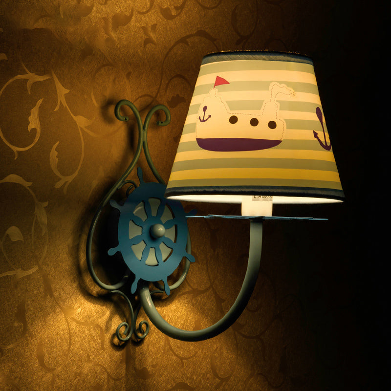 Vivolux | Ocean Style Schiff Wandlampe mit Ruder 1 Glühbirne Blau Wandleuchte für Kinderzimmer