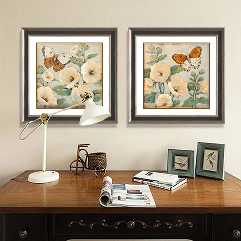 Vivolux | Schmetterling und Blume Leinwanddruck Helle Farbe Traditionelle Wanddekoration für das Mädchenzimmer