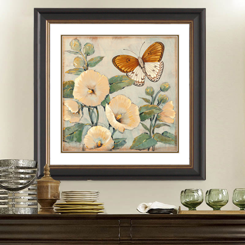 Vivolux | Schmetterling und Blume Leinwanddruck Helle Farbe Traditionelle Wanddekoration für das Mädchenzimmer