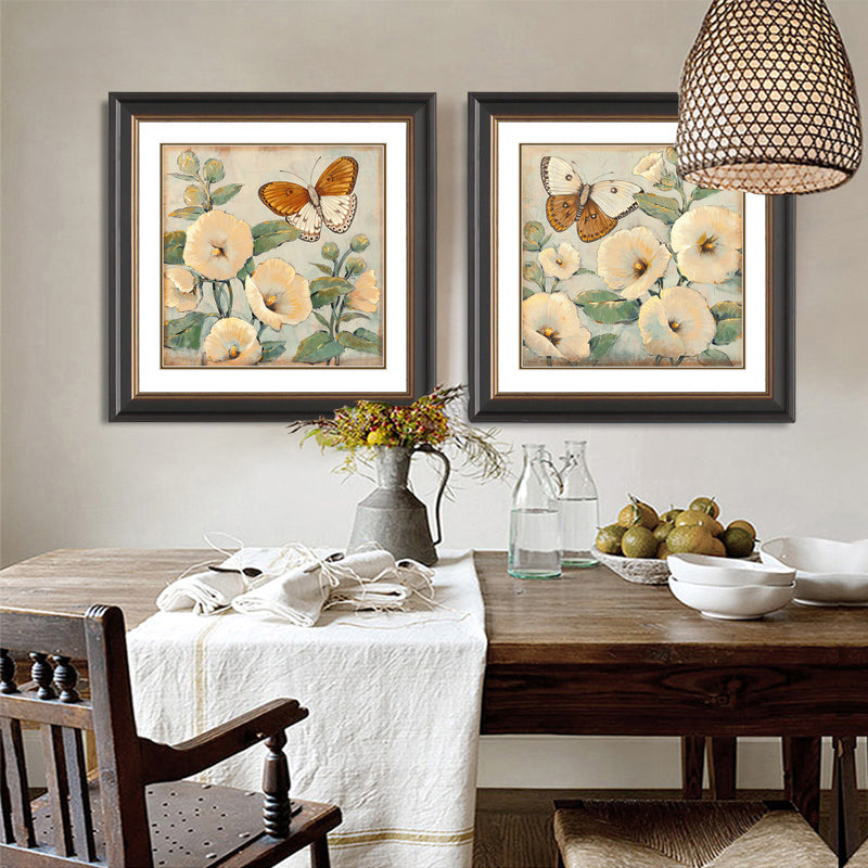 Vivolux | Schmetterling und Blume Leinwanddruck Helle Farbe Traditionelle Wanddekoration für das Mädchenzimmer