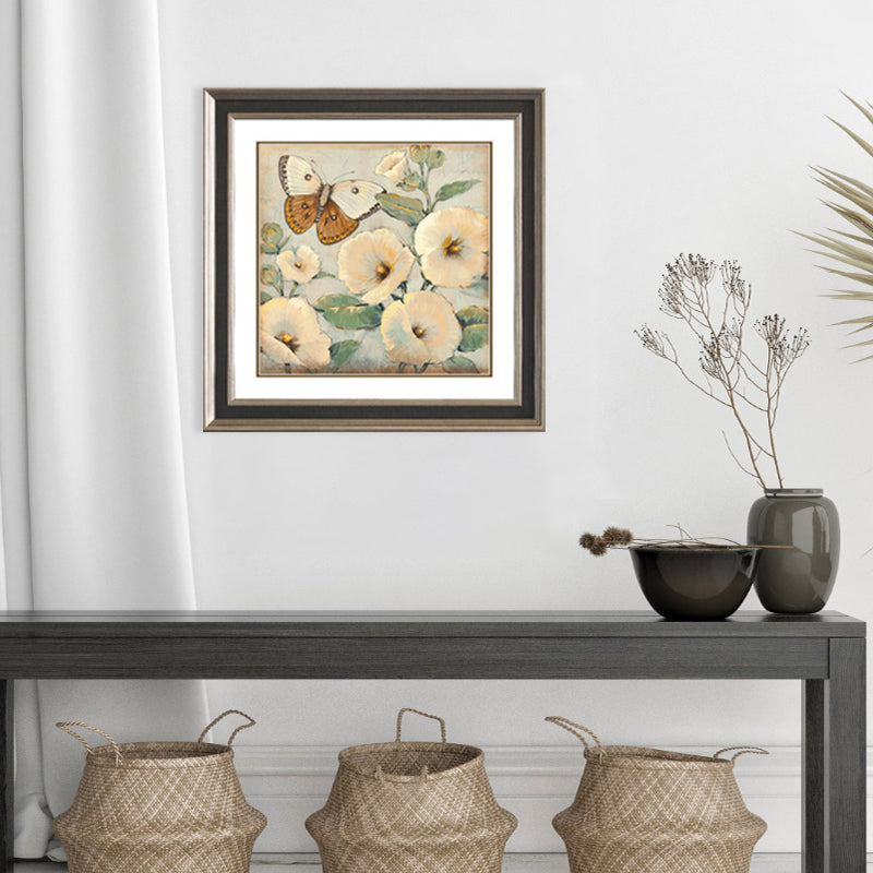 Vivolux | Schmetterling und Blume Leinwanddruck Helle Farbe Traditionelle Wanddekoration für das Mädchenzimmer