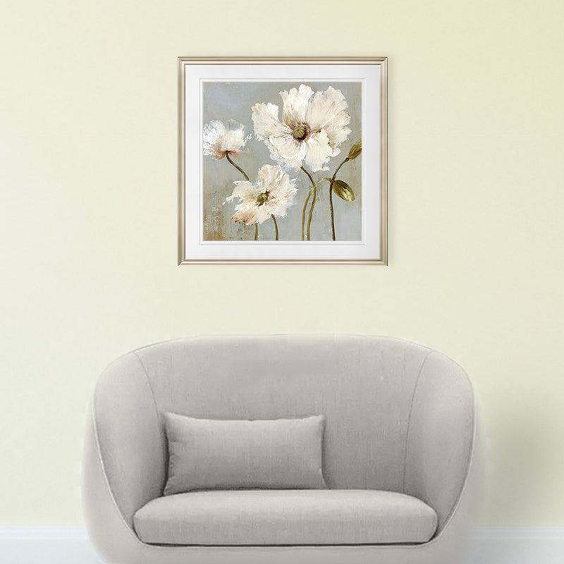 Vivolux | Traditioneller Stil Blumen Leinwand Wandkunst Helle Farbe Texturiertes Gemälde für Schlafzimmer
