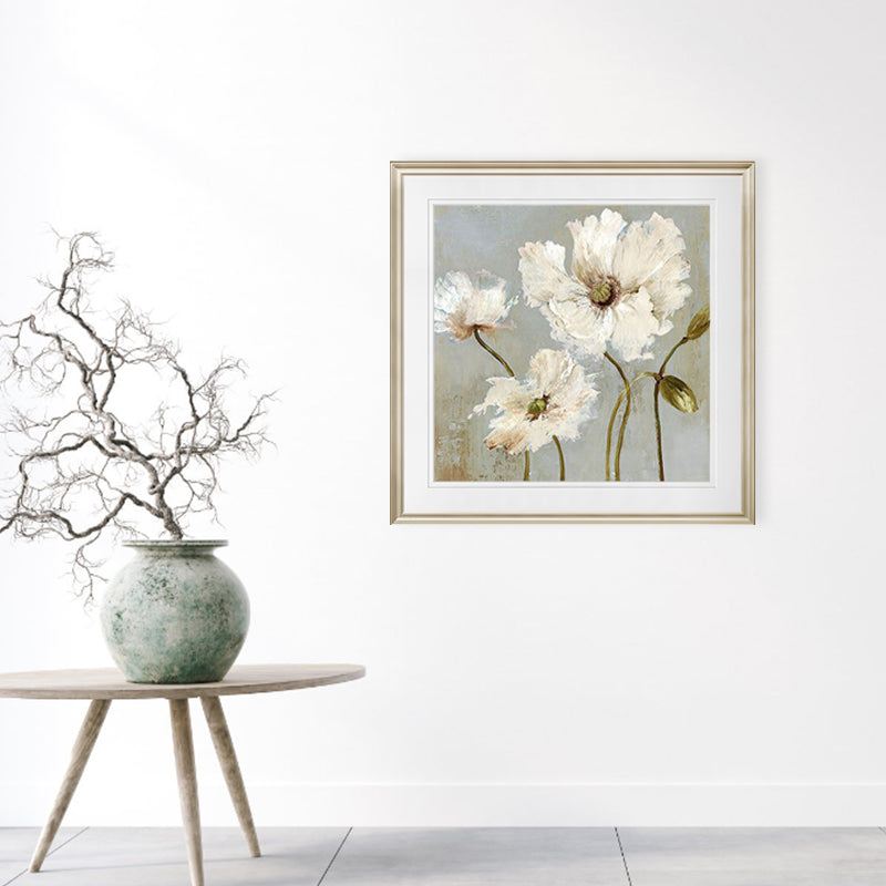 Vivolux | Traditioneller Stil Blumen Leinwand Wandkunst Helle Farbe Texturiertes Gemälde für Schlafzimmer