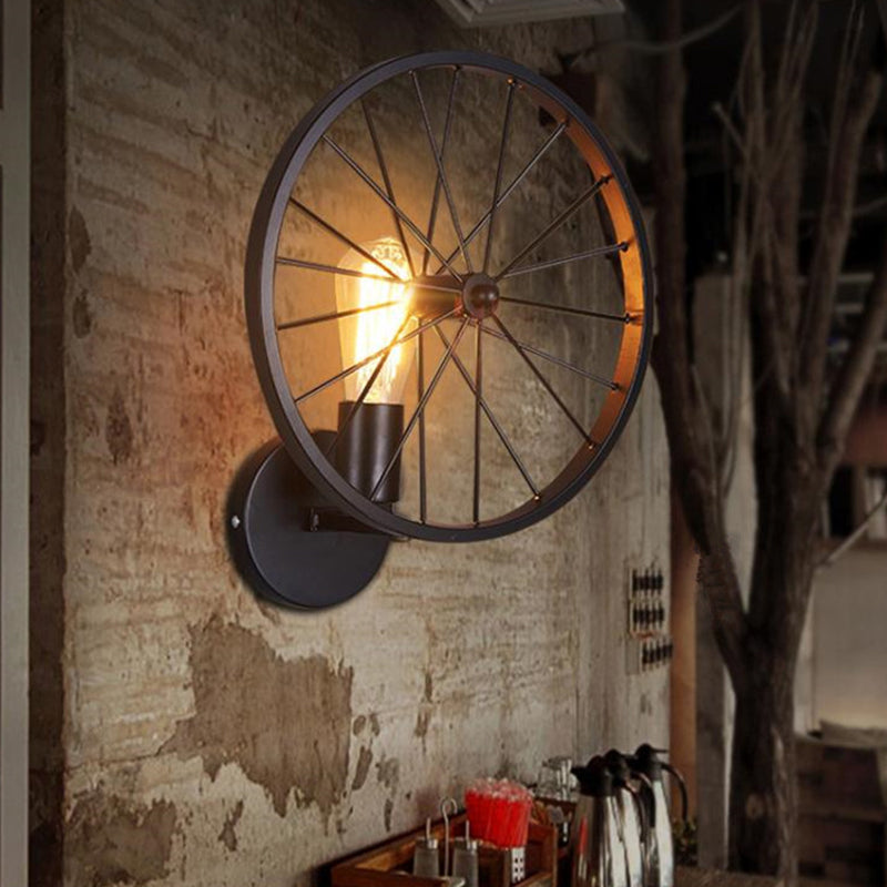 Vivolux | Radwand Sconce Beleuchtung Dekorativ Metallisch 1-Kopf Café Wandmontierte Lampe in Schwarz