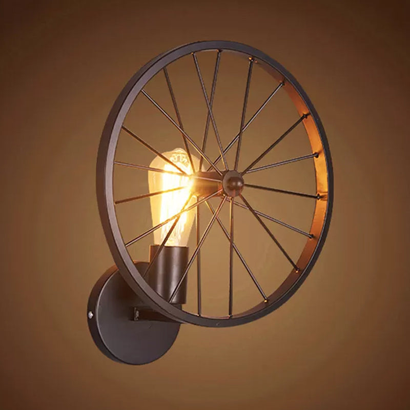 Vivolux | Radwand Sconce Beleuchtung Dekorativ Metallisch 1-Kopf Café Wandmontierte Lampe in Schwarz