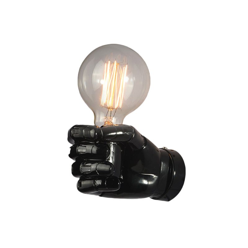 Vivolux | Resin Fist Wandmontierte Licht Kunstwerk 1-Glühbirne Wand Sconces in Weiß/Schwarz/Abgebeiztem Holz für Restaurant