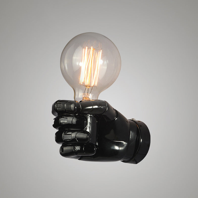 Vivolux | Resin Fist Wandmontierte Licht Kunstwerk 1-Glühbirne Wand Sconces in Weiß/Schwarz/Abgebeiztem Holz für Restaurant