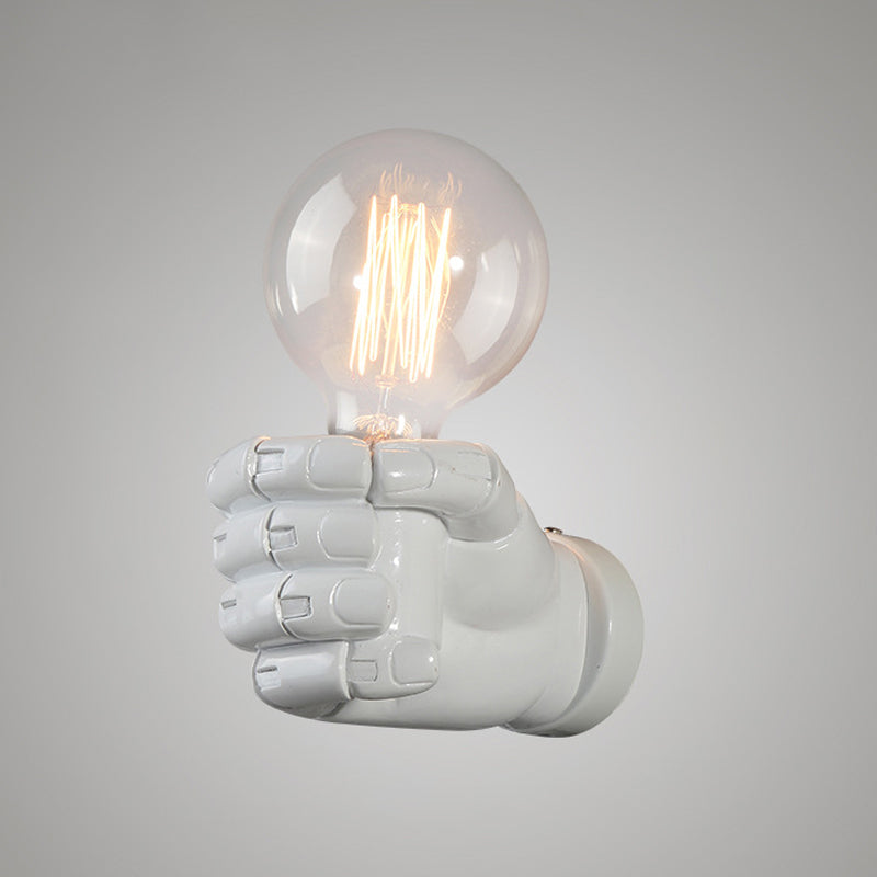 Vivolux | Resin Fist Wandmontierte Licht Kunstwerk 1-Glühbirne Wand Sconces in Weiß/Schwarz/Abgebeiztem Holz für Restaurant