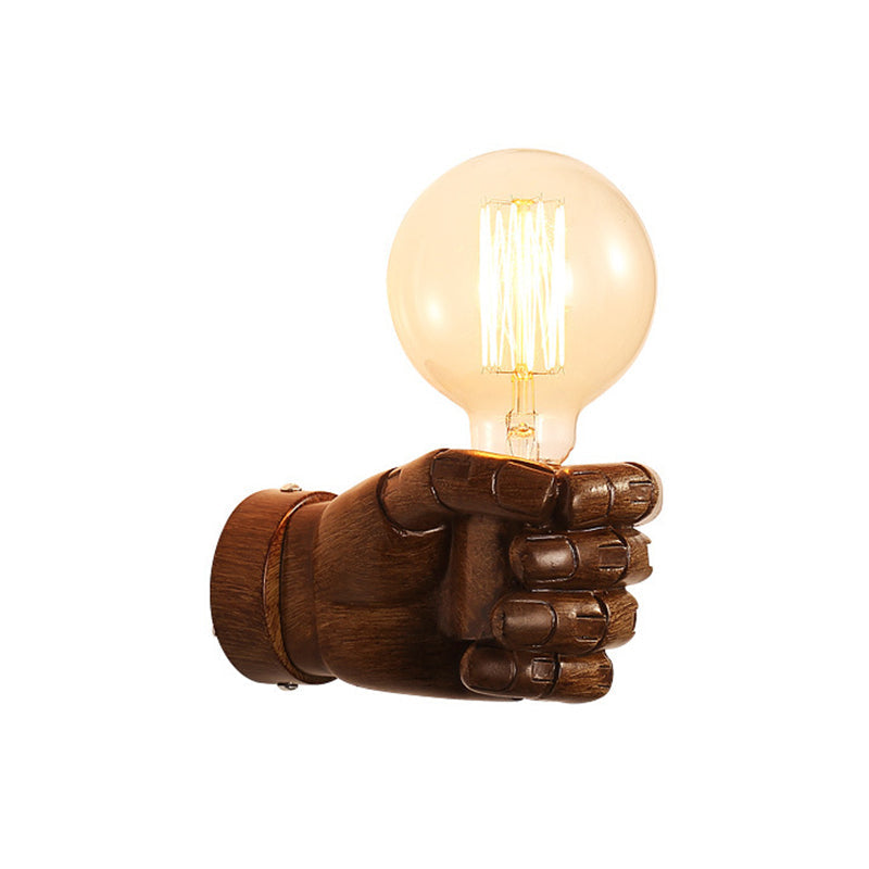 Vivolux | Resin Fist Wandmontierte Licht Kunstwerk 1-Glühbirne Wand Sconces in Weiß/Schwarz/Abgebeiztem Holz für Restaurant