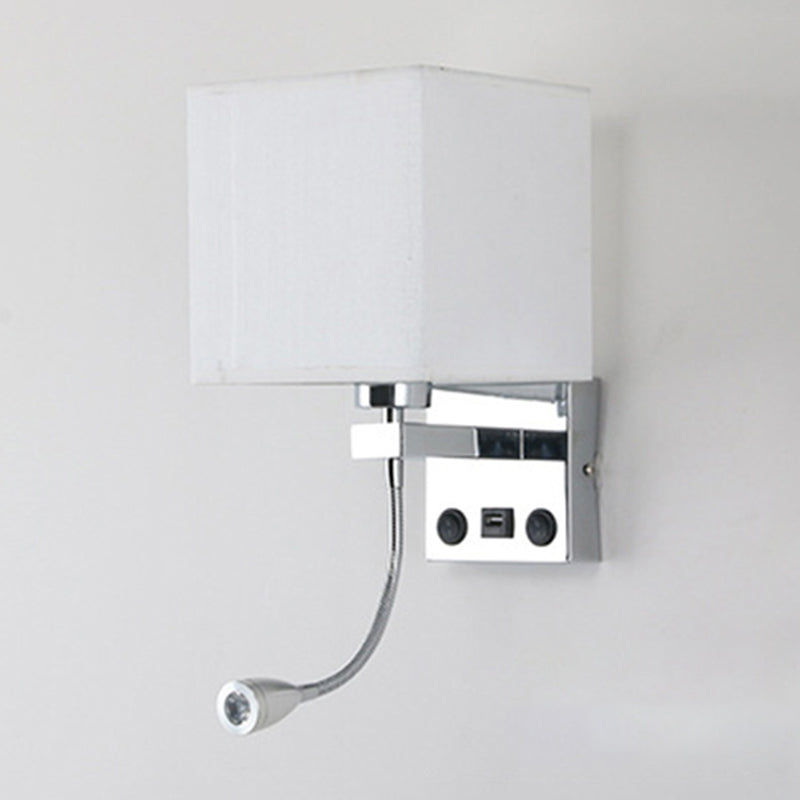 Vivolux | 1 Kopf Nachttisch Wand Leseleuchte Moderne Schwarz/Beige/Kaffee Spotlight Wandlampe mit rechteckigem Stoffschirm