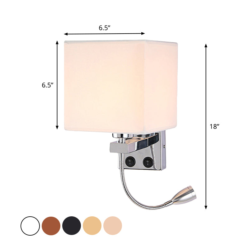 Vivolux | 1 Kopf Nachttisch Wand Leseleuchte Moderne Schwarz/Beige/Kaffee Spotlight Wandlampe mit rechteckigem Stoffschirm
