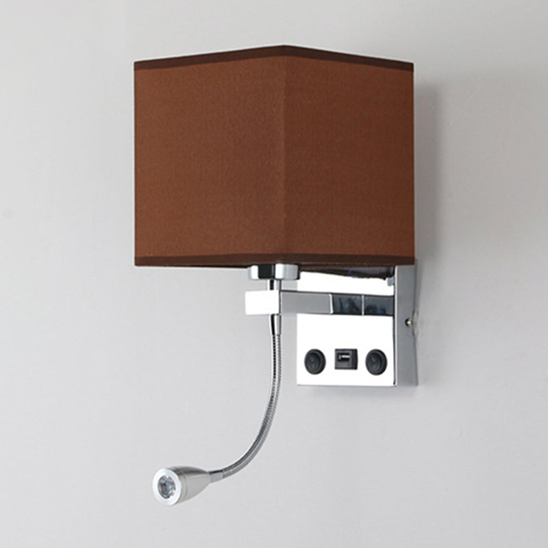 Vivolux | 1 Kopf Nachttisch Wand Leseleuchte Moderne Schwarz/Beige/Kaffee Spotlight Wandlampe mit rechteckigem Stoffschirm