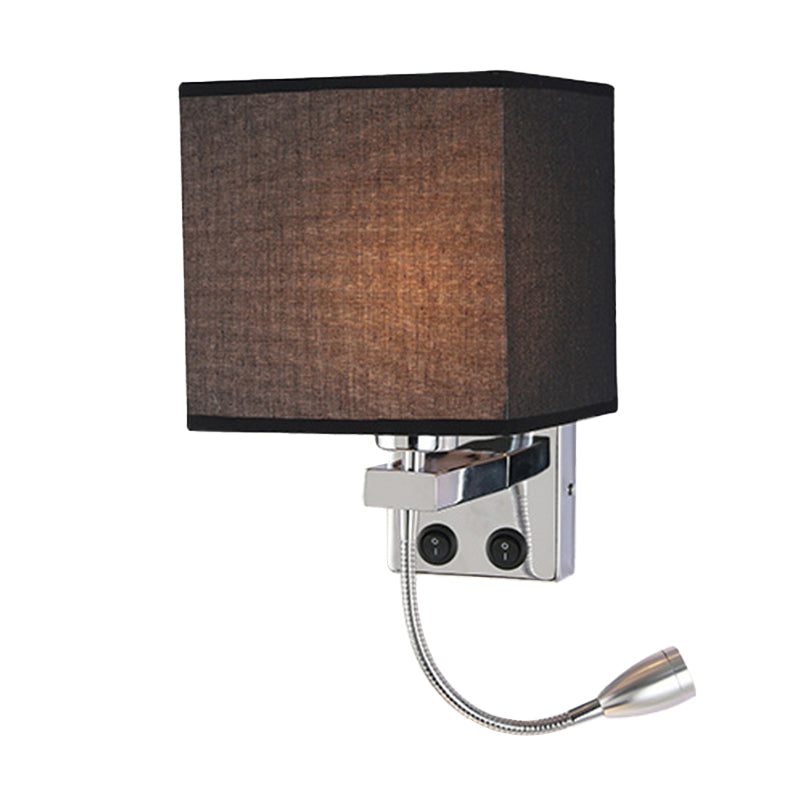 Vivolux | 1 Kopf Nachttisch Wand Leseleuchte Moderne Schwarz/Beige/Kaffee Spotlight Wandlampe mit rechteckigem Stoffschirm
