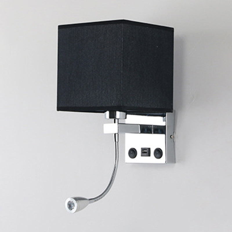 Vivolux | 1 Kopf Nachttisch Wand Leseleuchte Moderne Schwarz/Beige/Kaffee Spotlight Wandlampe mit rechteckigem Stoffschirm
