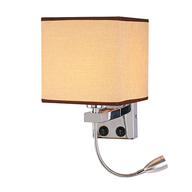 Vivolux | 1 Kopf Nachttisch Wand Leseleuchte Moderne Schwarz/Beige/Kaffee Spotlight Wandlampe mit rechteckigem Stoffschirm