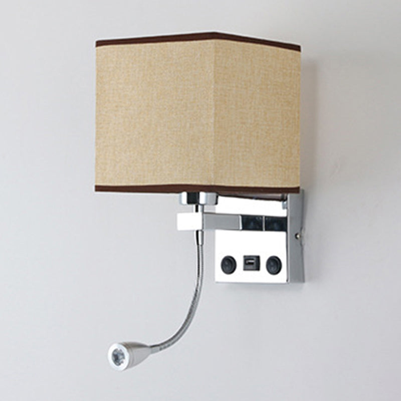 Vivolux | 1 Kopf Nachttisch Wand Leseleuchte Moderne Schwarz/Beige/Kaffee Spotlight Wandlampe mit rechteckigem Stoffschirm