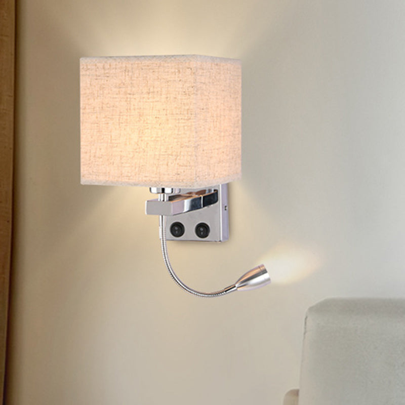 Vivolux | 1 Kopf Nachttisch Wand Leseleuchte Moderne Schwarz/Beige/Kaffee Spotlight Wandlampe mit rechteckigem Stoffschirm