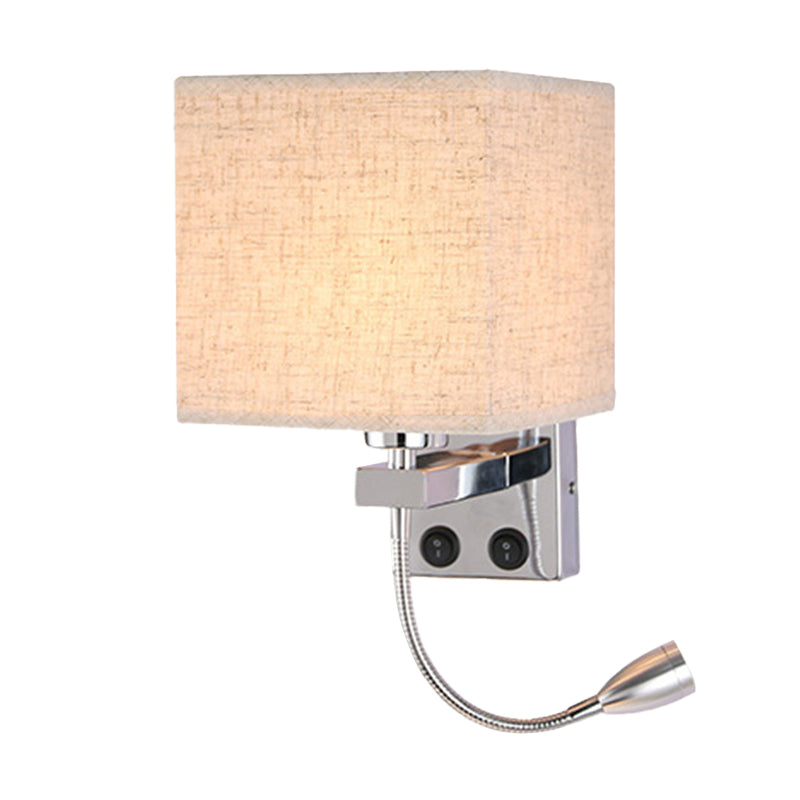 Vivolux | 1 Kopf Nachttisch Wand Leseleuchte Moderne Schwarz/Beige/Kaffee Spotlight Wandlampe mit rechteckigem Stoffschirm