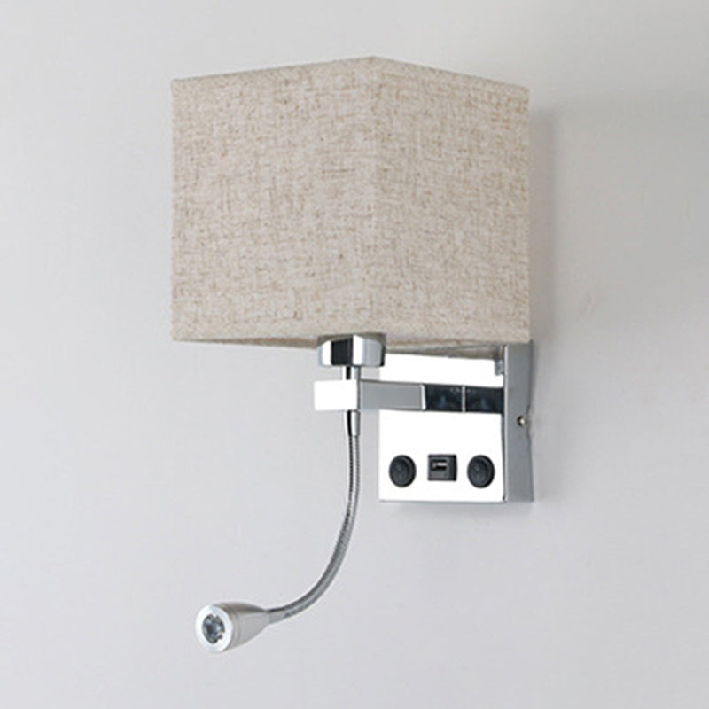 Vivolux | 1 Kopf Nachttisch Wand Leseleuchte Moderne Schwarz/Beige/Kaffee Spotlight Wandlampe mit rechteckigem Stoffschirm