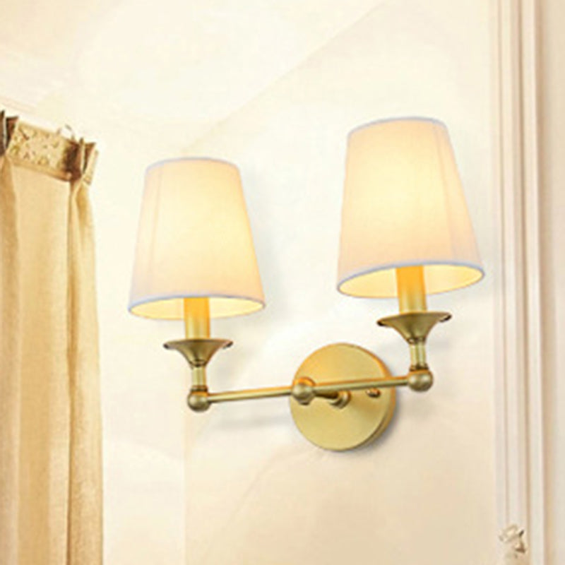 Vivolux | Traditionele Kegel Wandlamp 1/2-Lamp Stof Wand Gemonteerde Verlichtingsarmatuur in Antiqued Goud