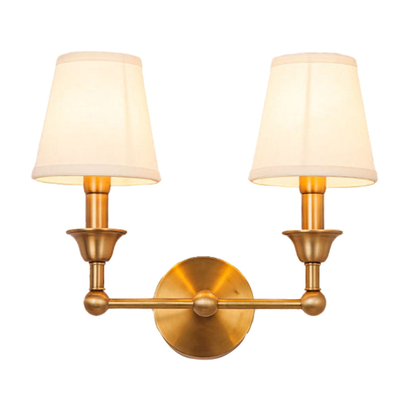 Vivolux | Traditionele Kegel Wandlamp 1/2-Lamp Stof Wand Gemonteerde Verlichtingsarmatuur in Antiqued Goud