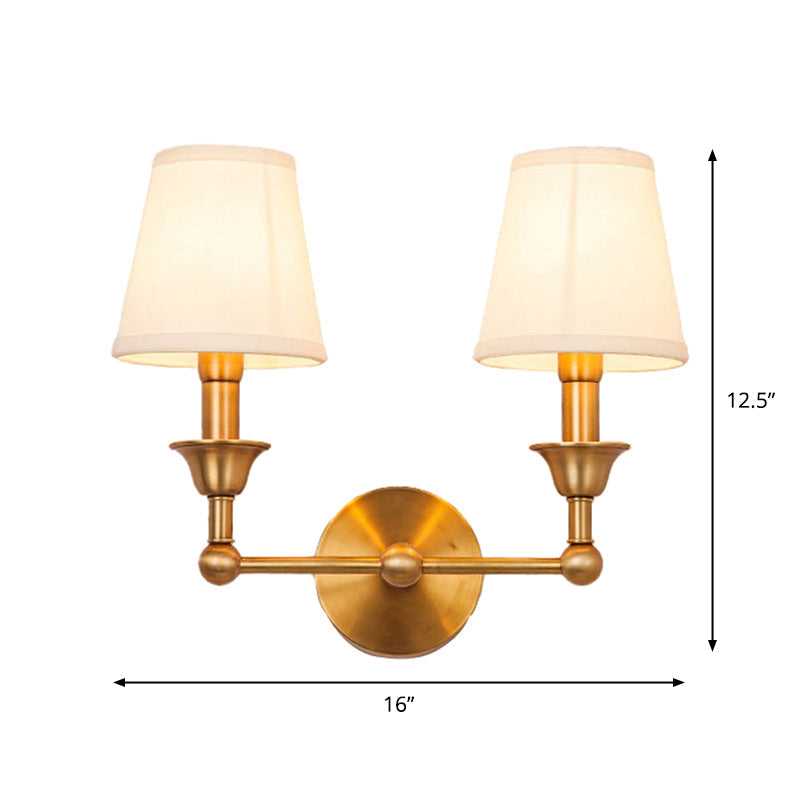 Vivolux | Traditionele Kegel Wandlamp 1/2-Lamp Stof Wand Gemonteerde Verlichtingsarmatuur in Antiqued Goud