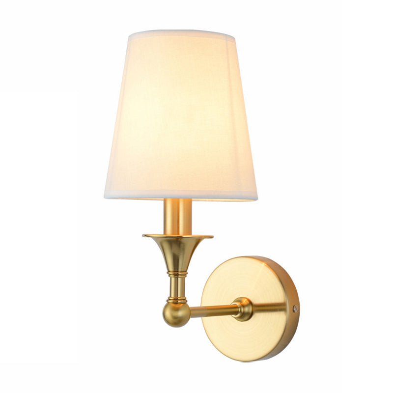 Vivolux | Traditionele Kegel Wandlamp 1/2-Lamp Stof Wand Gemonteerde Verlichtingsarmatuur in Antiqued Goud