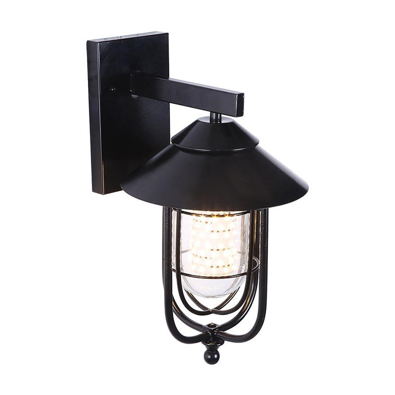Vivolux | Schwarze Halbkapsel-Wandlaterne Landhausstil Klarglas 1 Glühbirne Außen Wandmontierte Lampe