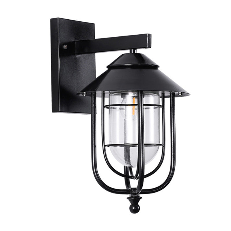 Vivolux | Schwarze Halbkapsel-Wandlaterne Landhausstil Klarglas 1 Glühbirne Außen Wandmontierte Lampe