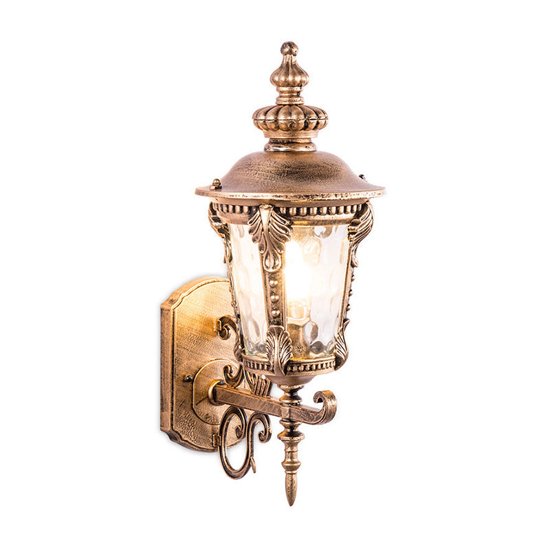 Vivolux | Schwarz/Messing Kegelförmige Wandleuchte Retro Genoppte Glas 1 Kopf Klein/Groß Patio Wandmontierte Lampe