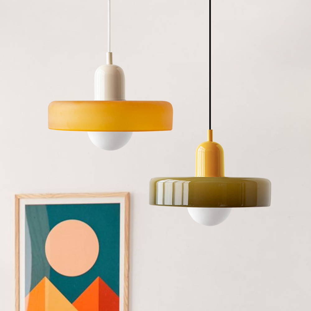 Vivolux | Pendelleuchte aus farbigem Glas | Elegante Hängeleuchte im Bauhaus-Stil | Designlampe für Wohnzimmer & Esszimmer