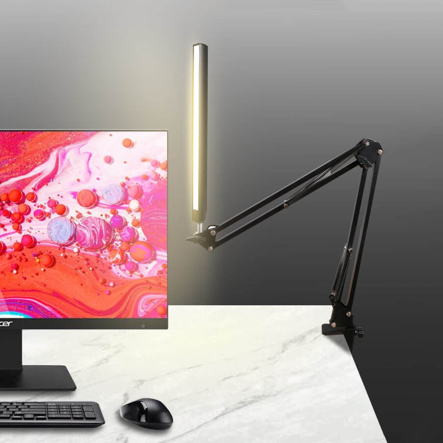 Vivolux | LED Klappbarer Langer Arm Clip Augen Schutz USB Lese Tischlampe