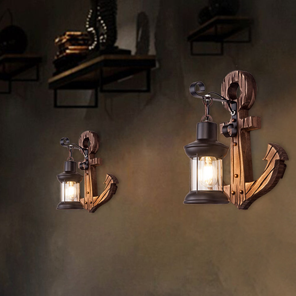 Vivolux | Vintage Anker LED Wandleuchte - Industrie Metall & Holz für Esszimmer/Wohnzimmer