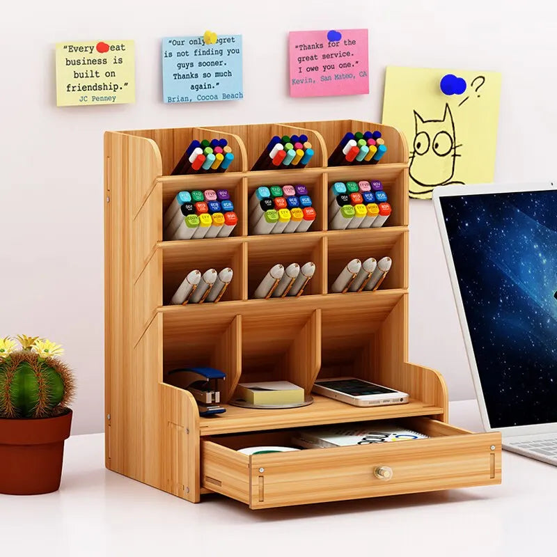 Vivolux | PenBox | Schreibtisch-Organizer | Holz-Stifthalter | Stilvolle und Effiziente Aufbewahrungslösung