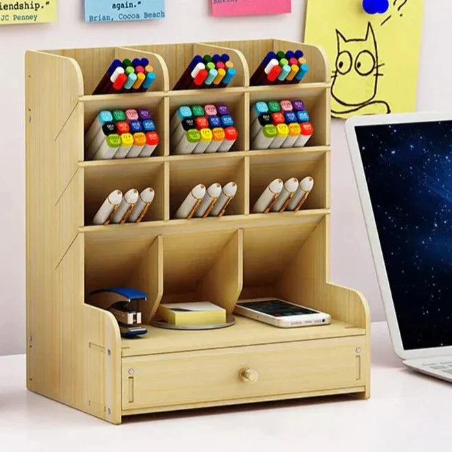 Vivolux | PenBox | Schreibtisch-Organizer | Holz-Stifthalter | Stilvolle und Effiziente Aufbewahrungslösung