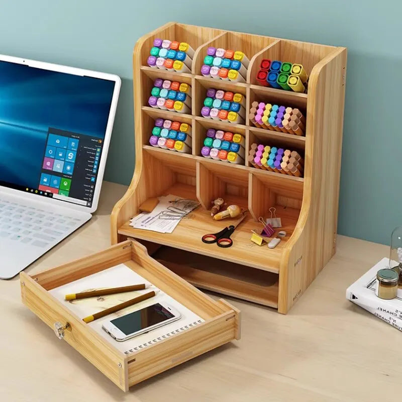 Vivolux | PenBox | Schreibtisch-Organizer | Holz-Stifthalter | Stilvolle und Effiziente Aufbewahrungslösung