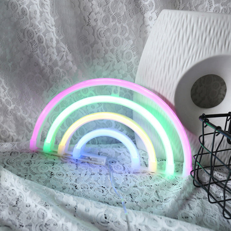 Vivolux | Regenboog Plastic Nachtlamp Creatieve USB Voeding LED Witte Wand Nachtverlichting voor Nachtkastje