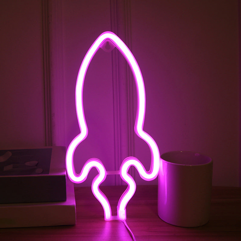Vivolux | Raketenförmige Nachttischlampe Kreative Kunststoff Kinderzimmer USB LED Wandnachtlicht in Weiß