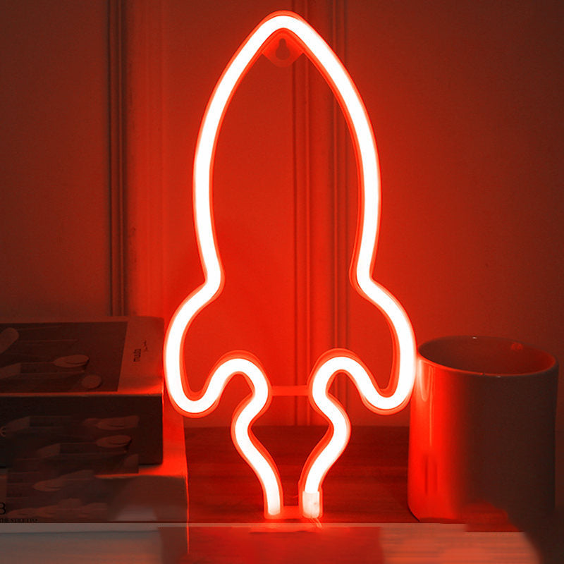 Vivolux | Raketenförmige Nachttischlampe Kreative Kunststoff Kinderzimmer USB LED Wandnachtlicht in Weiß