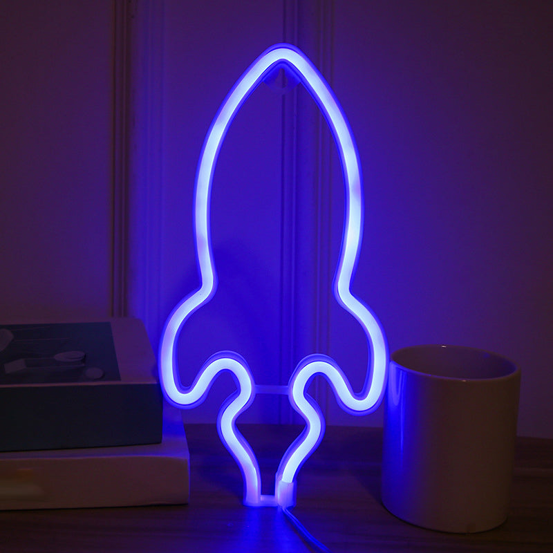 Vivolux | Raketenförmige Nachttischlampe Kreative Kunststoff Kinderzimmer USB LED Wandnachtlicht in Weiß